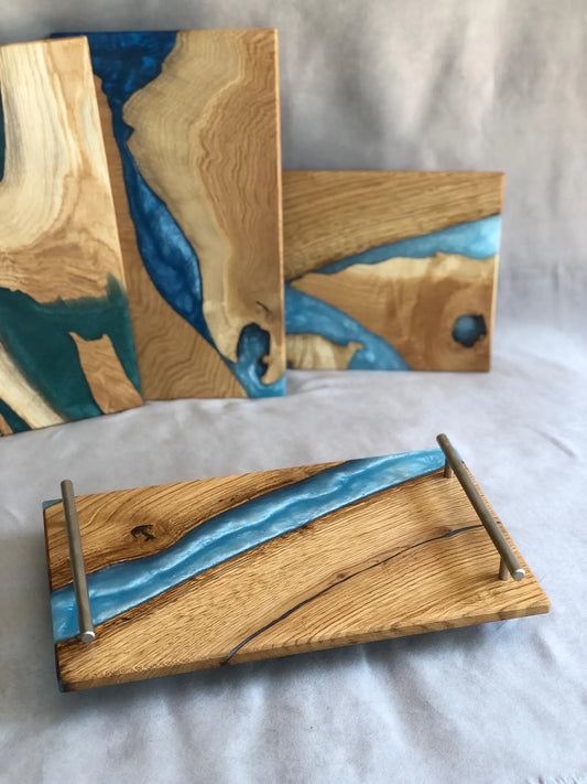 Personalisiertes Serviertablett aus Holz | Epoxidharz Servier- und Schneidebrett | Einzigartiges Wohndeko-Geschenk | Küchendekoration aus Harz | Sushi-Füllung
